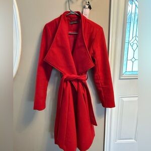 Stylish Red Wrap Coat
